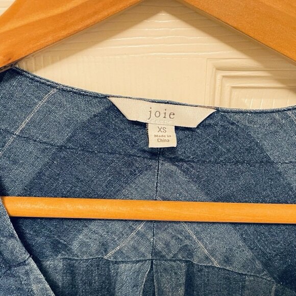 JOIE Blue Striped Dyer Linen Blend V-Neck Shift Mini Dress Sz XS - Picture 5 of 8